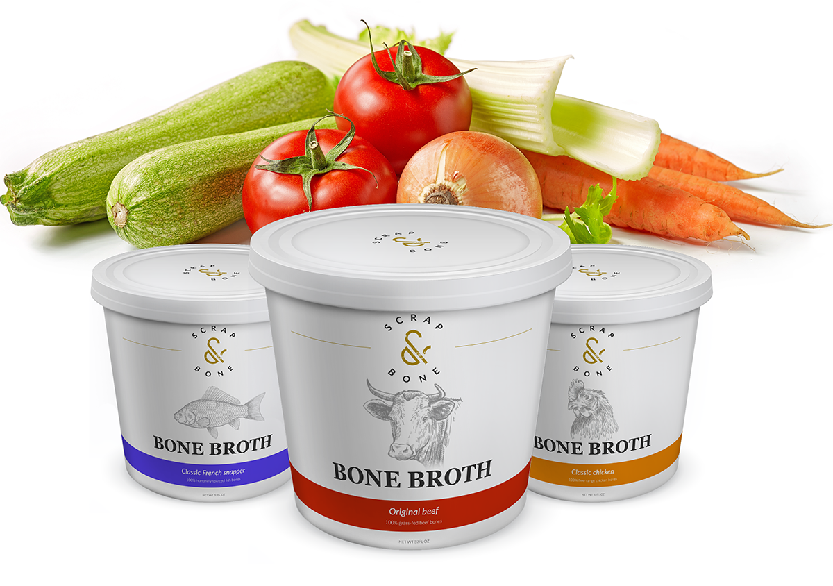 Large image of multiple broth containers